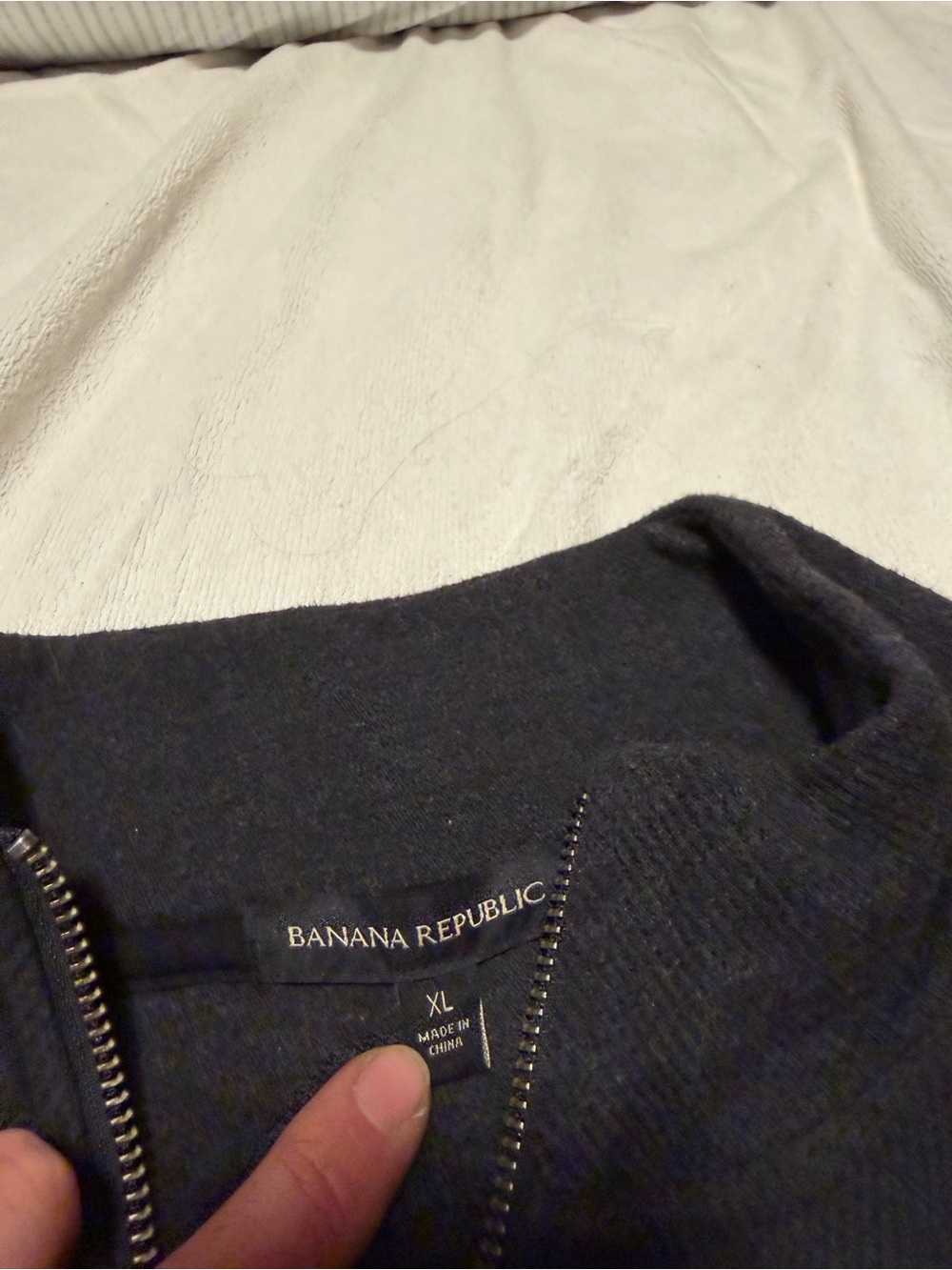 Banana Republic Men's gray quarter-Zip Knit Sweater